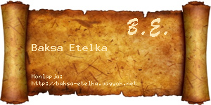 Baksa Etelka névjegykártya